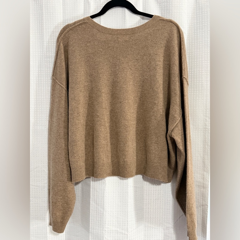 Anthropology Pilcro Woman’s Brown Cropped Crewneck 100% Cashmere Sweater.Size XL - Picture 3 of 5